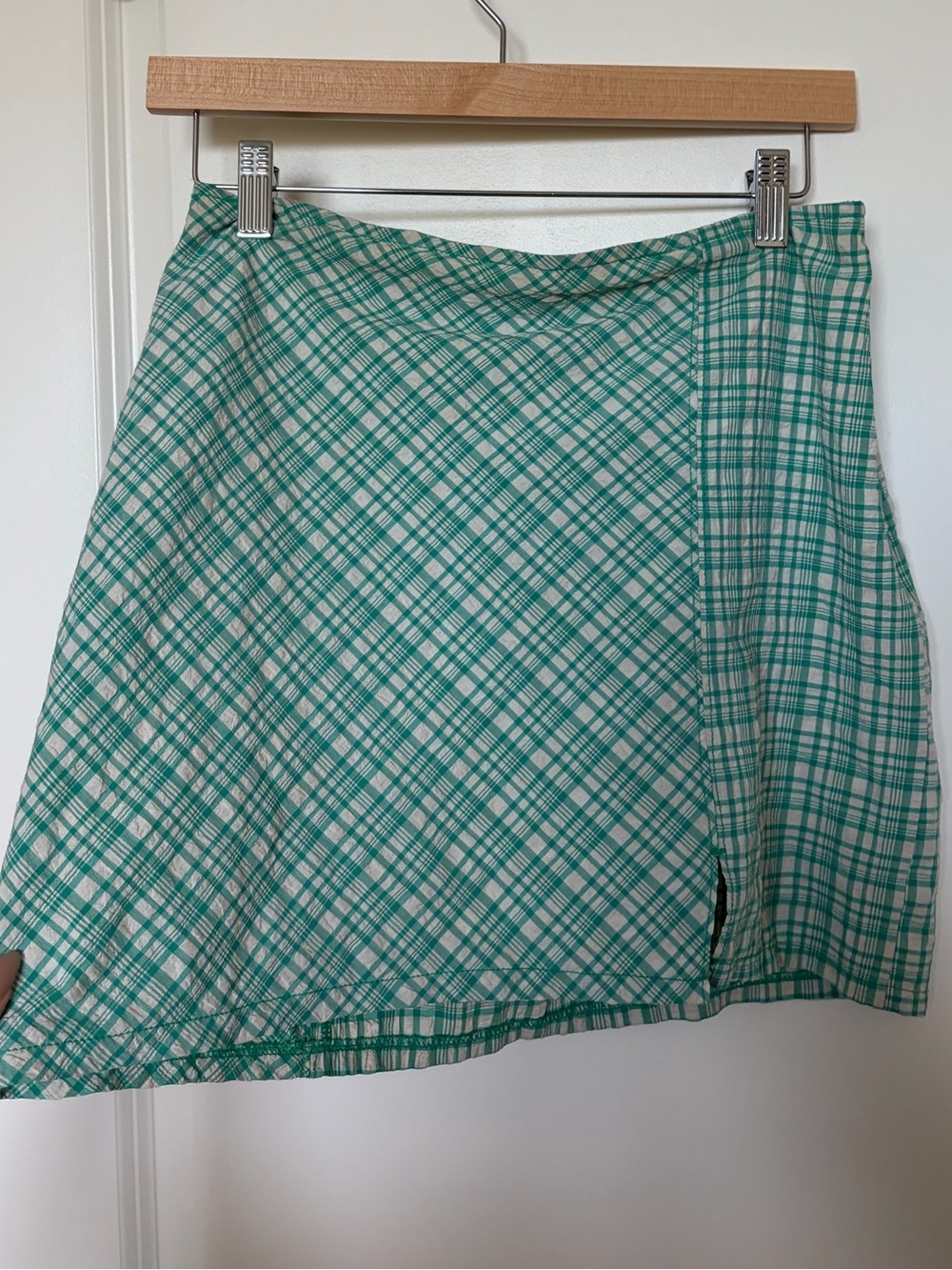 Urban Outfitters- Green Plaid Wrap Mini Skirt - Picture 6 of 7